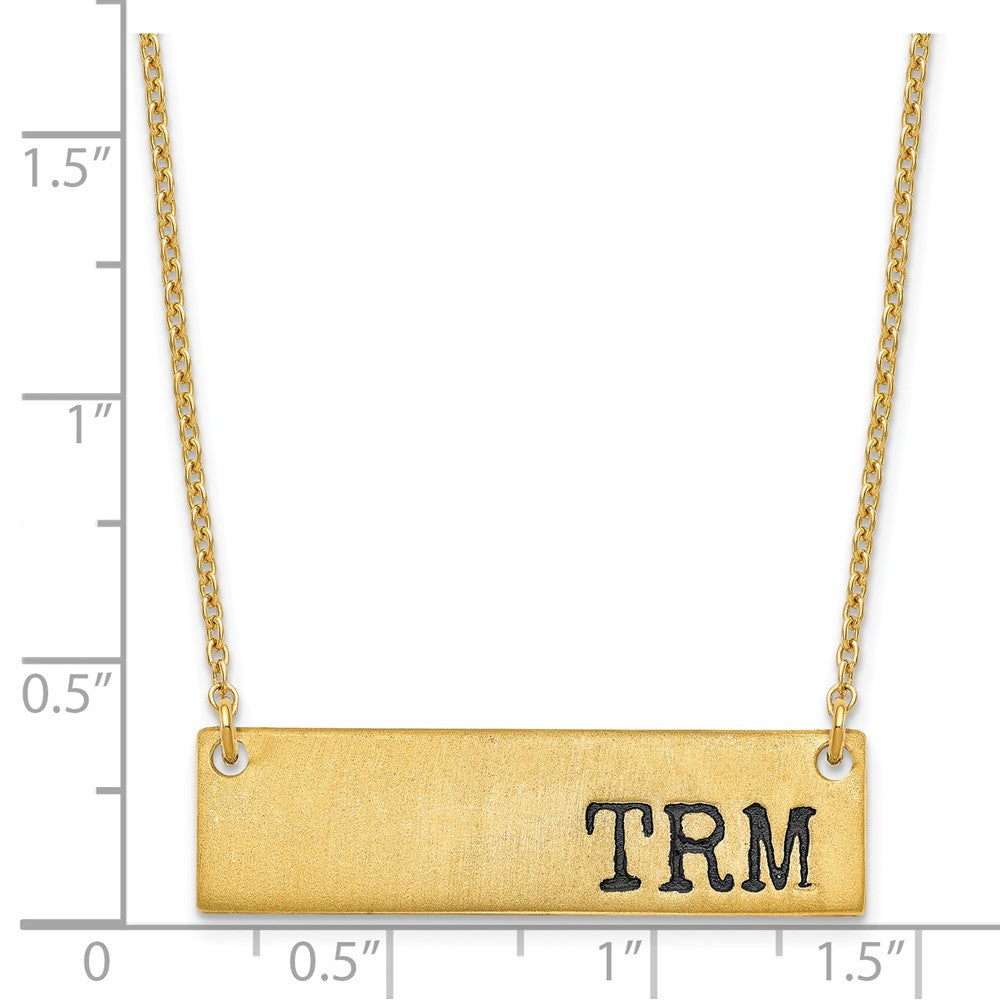 Gold Plated Brushed Enameled Initial Monogram Bar Necklace