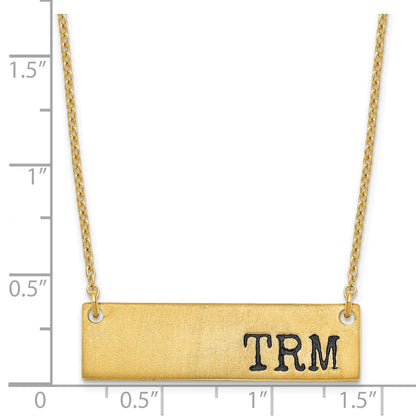 Gold Plated Brushed Enameled Initial Monogram Bar Necklace