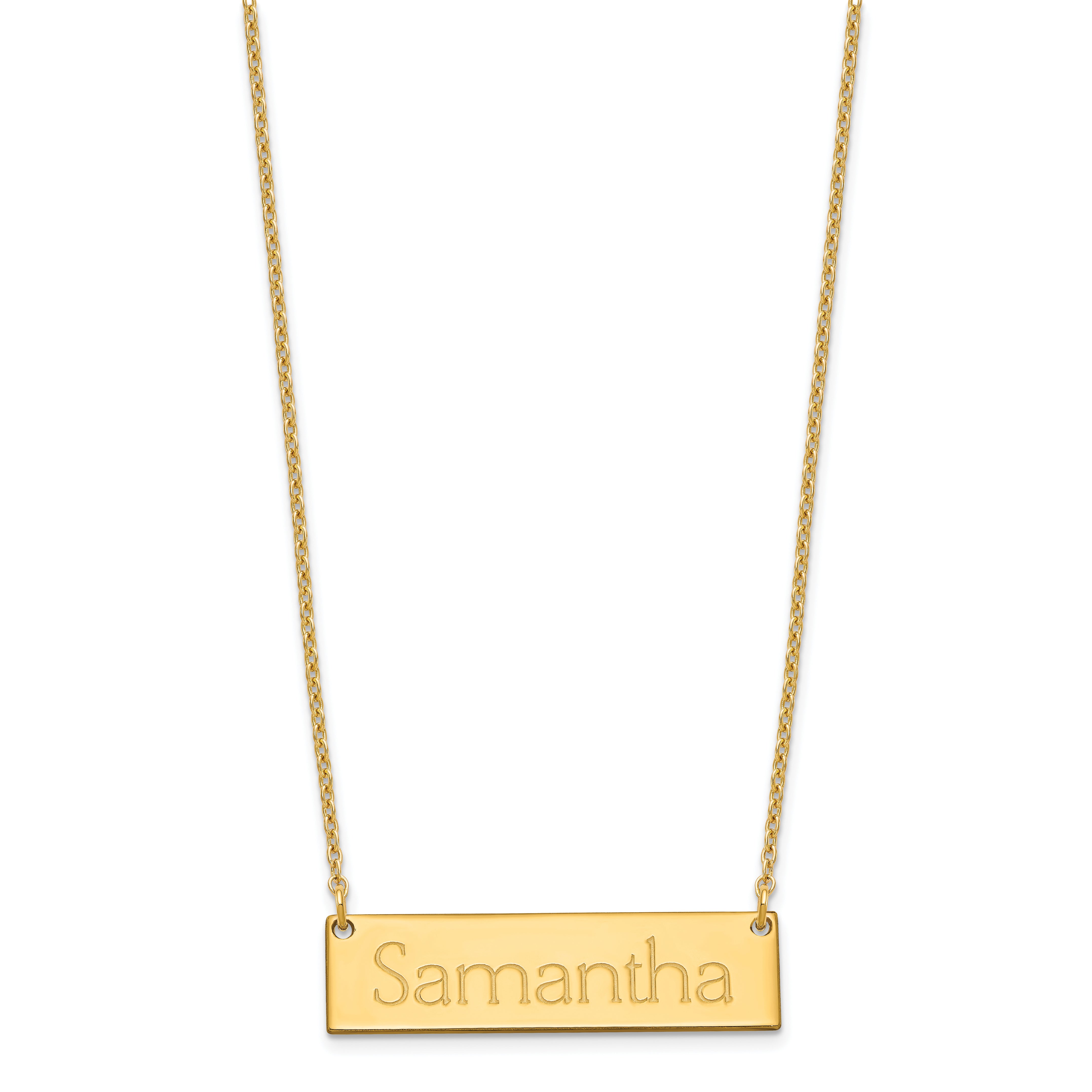 Gold Plated Sterling Silver/Gold Small Name Bar Necklace