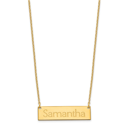 Gold Plated Sterling Silver/Gold Small Name Bar Necklace