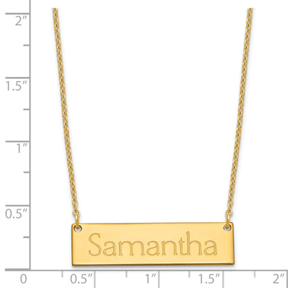 Gold Plated Sterling Silver/Gold Small Name Bar Necklace