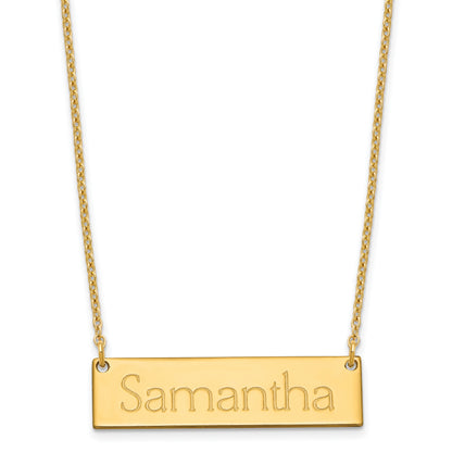 Gold Plated Sterling Silver/Gold Small Name Bar Necklace