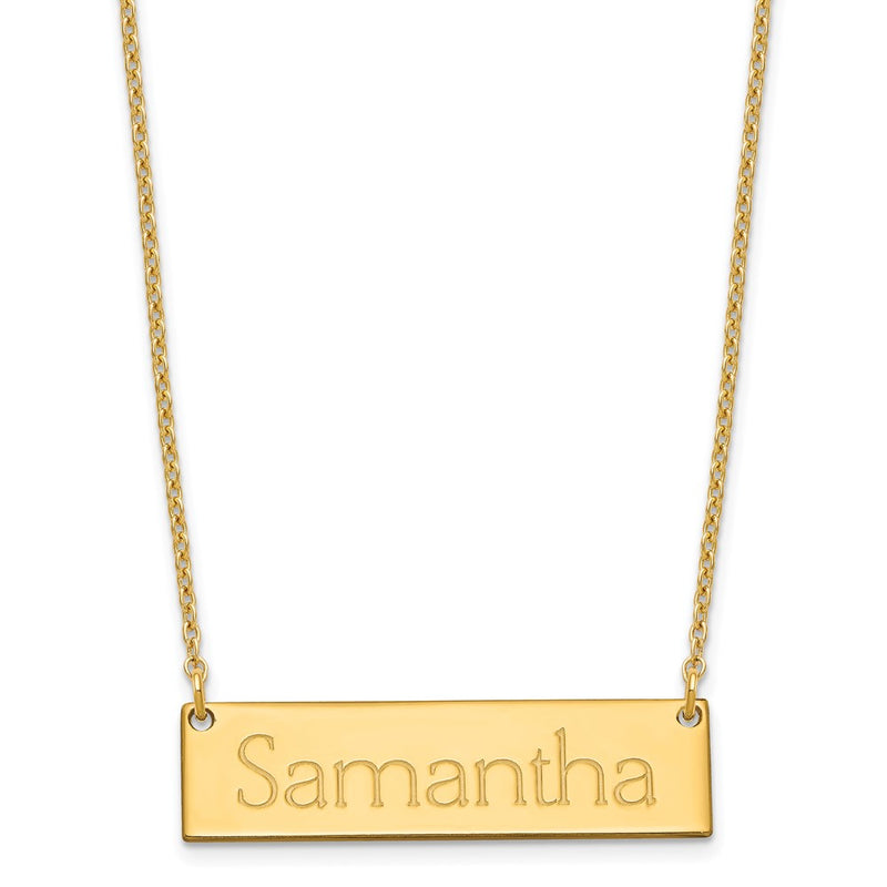Gold Plated Sterling Silver/Gold Small Name Bar Necklace