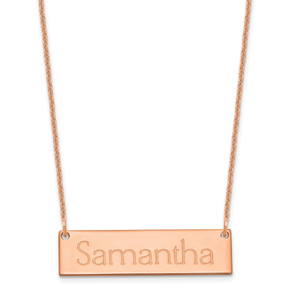 14K Rose Gold Small Name Bar Necklaced