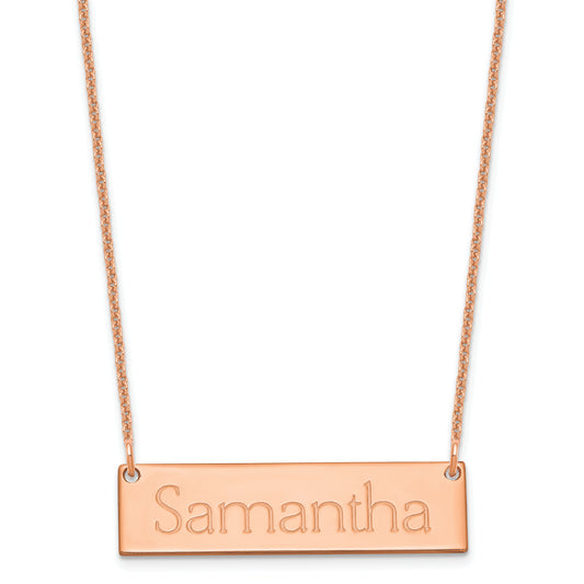 14K Rose Gold Small Name Bar Necklaced