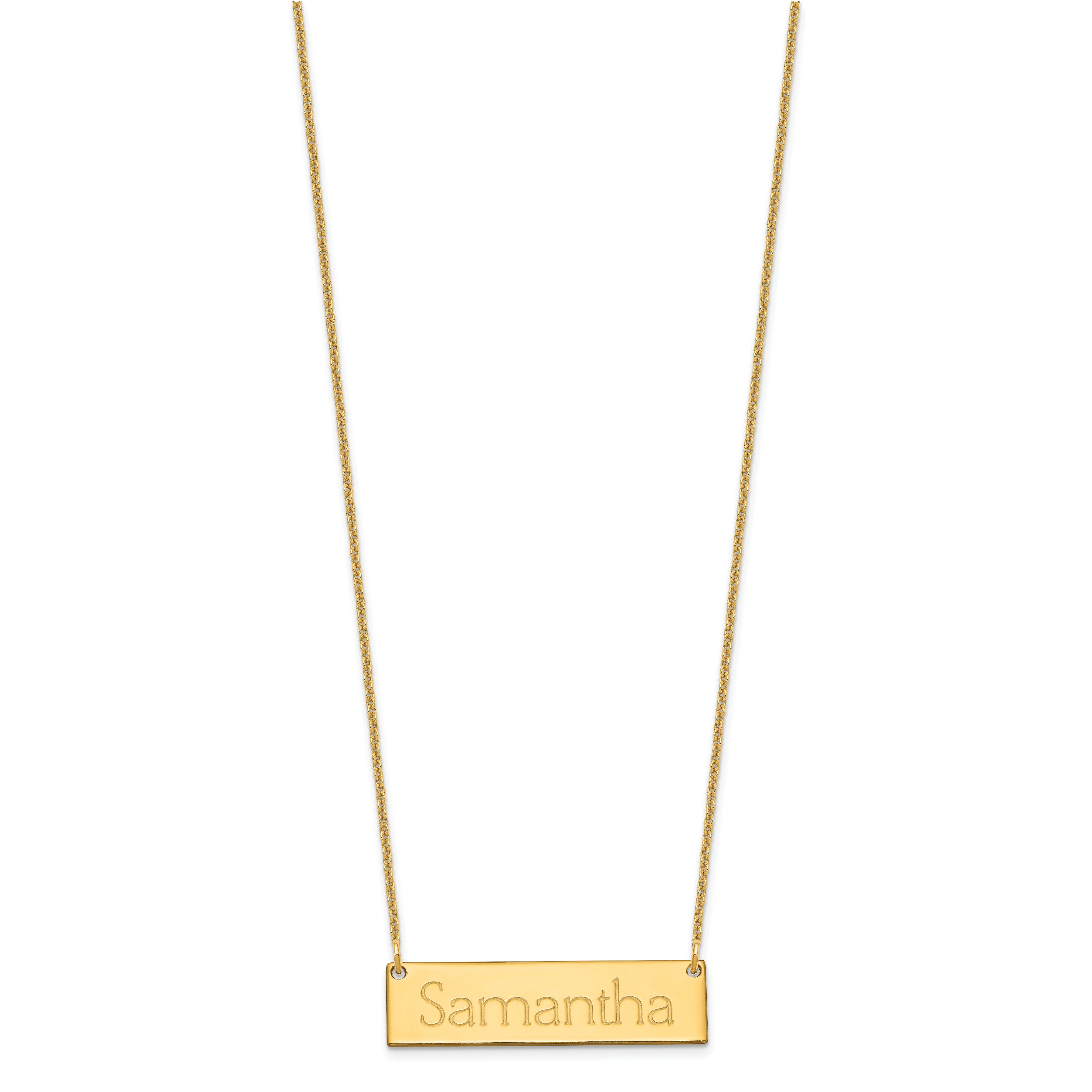 14K Yellow Gold Small Name Bar Necklace