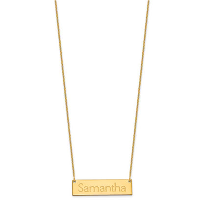 14K Yellow Gold Small Name Bar Necklace