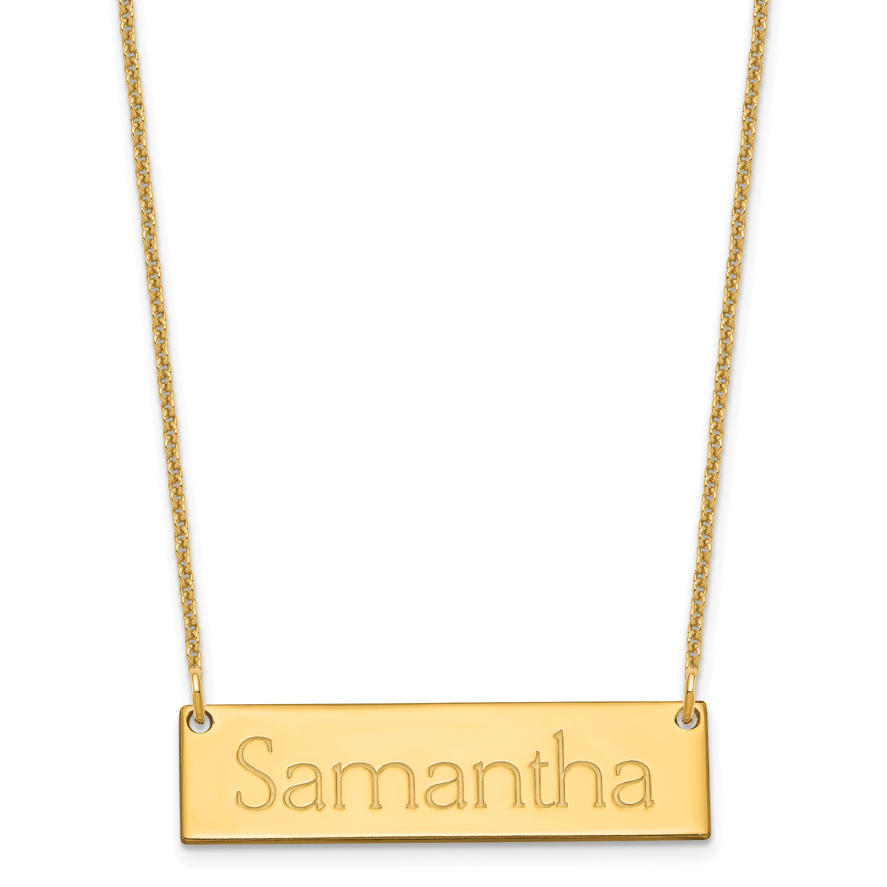 14K Yellow Gold Small Name Bar Necklace