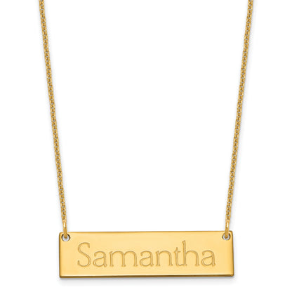 14K Yellow Gold Small Name Bar Necklace