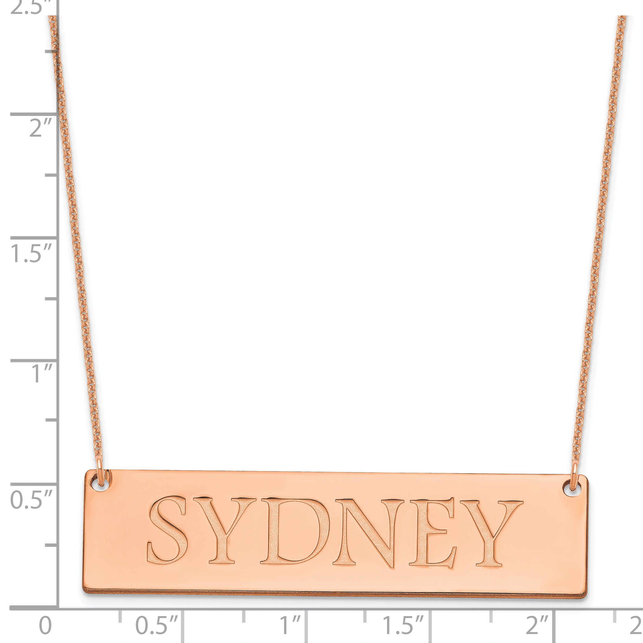 14K Rose Gold Large Name Bar Necklace