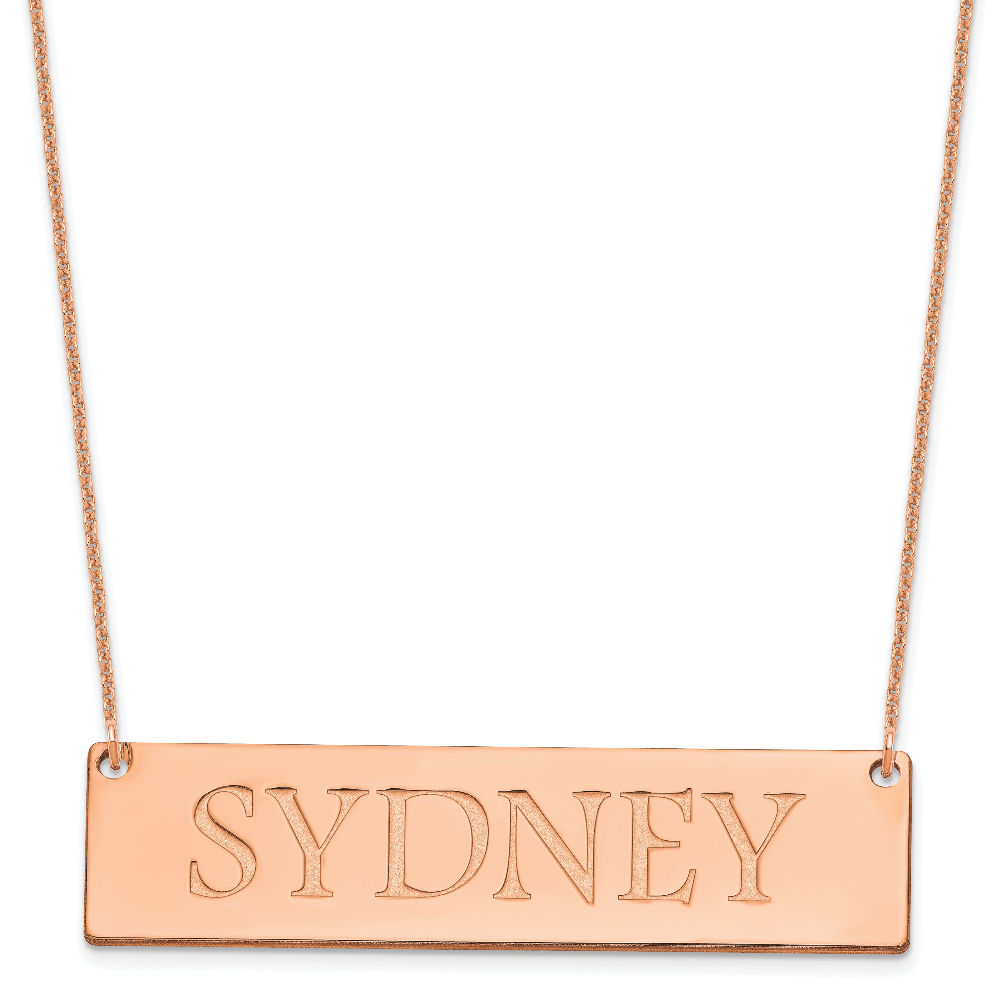 14K Rose Gold Large Name Bar Necklace