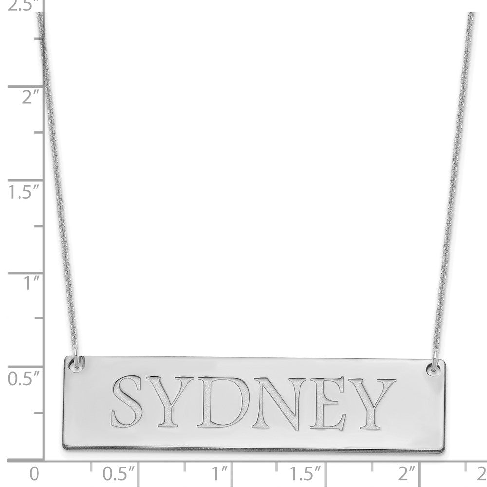 14K White Gold Large Name Bar Necklace