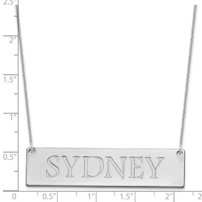 14K White Gold Large Name Bar Necklace
