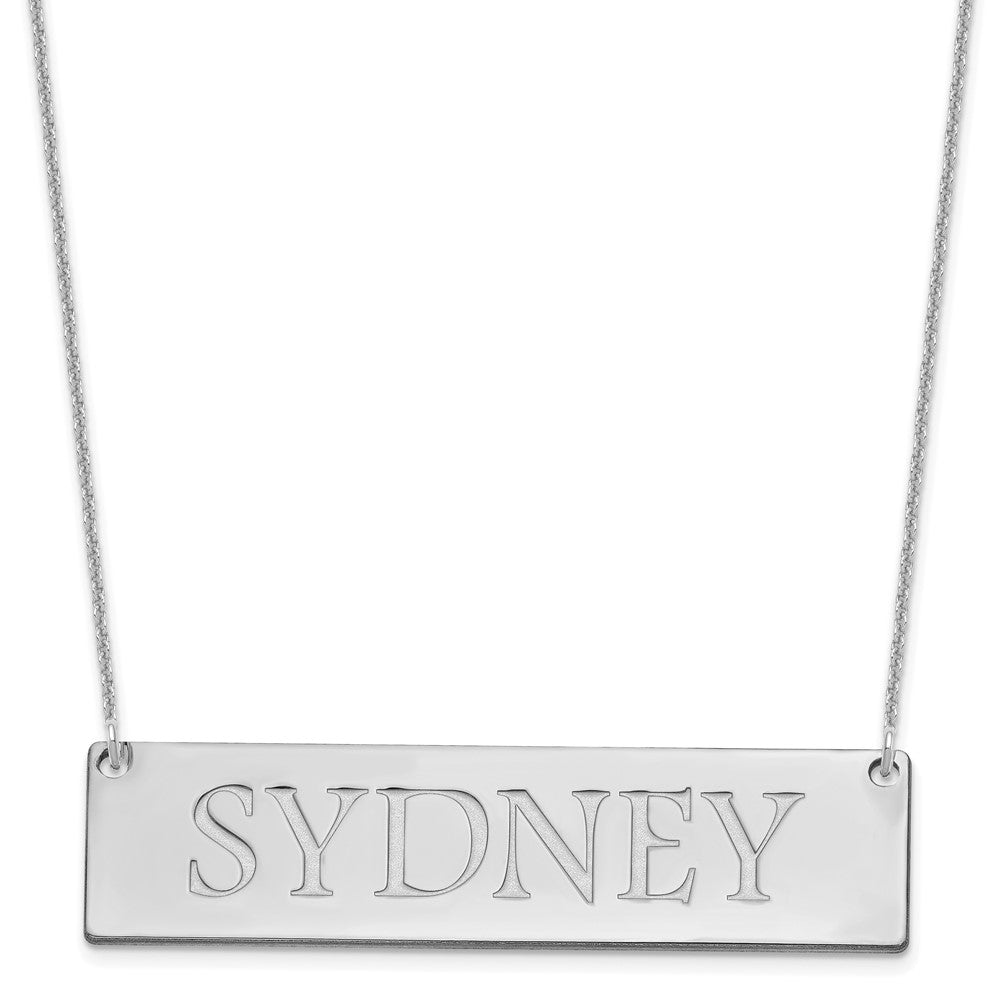 14K White Gold Large Name Bar Necklace