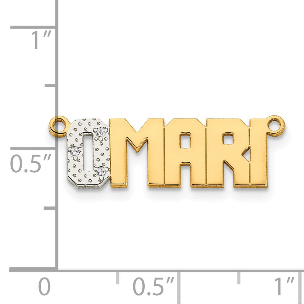 14K Yellow & Rhodium Gold Diamond Name Plate