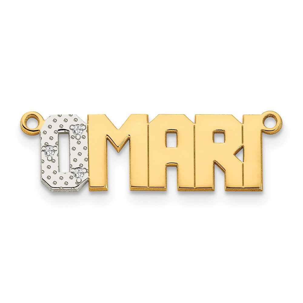 14K Yellow & Rhodium Gold Diamond Name Plate