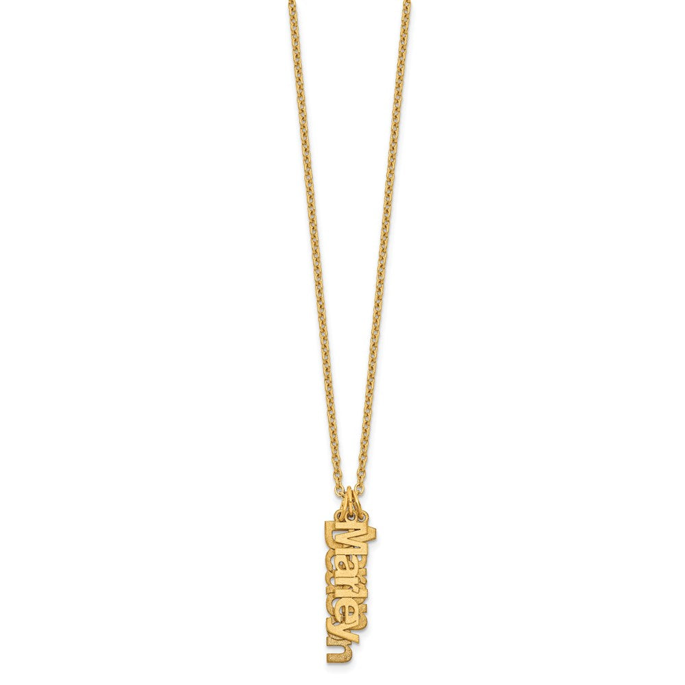 Gold Plated Sterling Silver/Gold Brushed 3 Name Charm Necklace