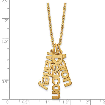Gold Plated Sterling Silver/Gold Brushed 3 Name Charm Necklace