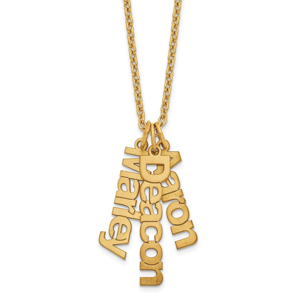 Gold Plated Sterling Silver/Gold Brushed 3 Name Charm Necklace