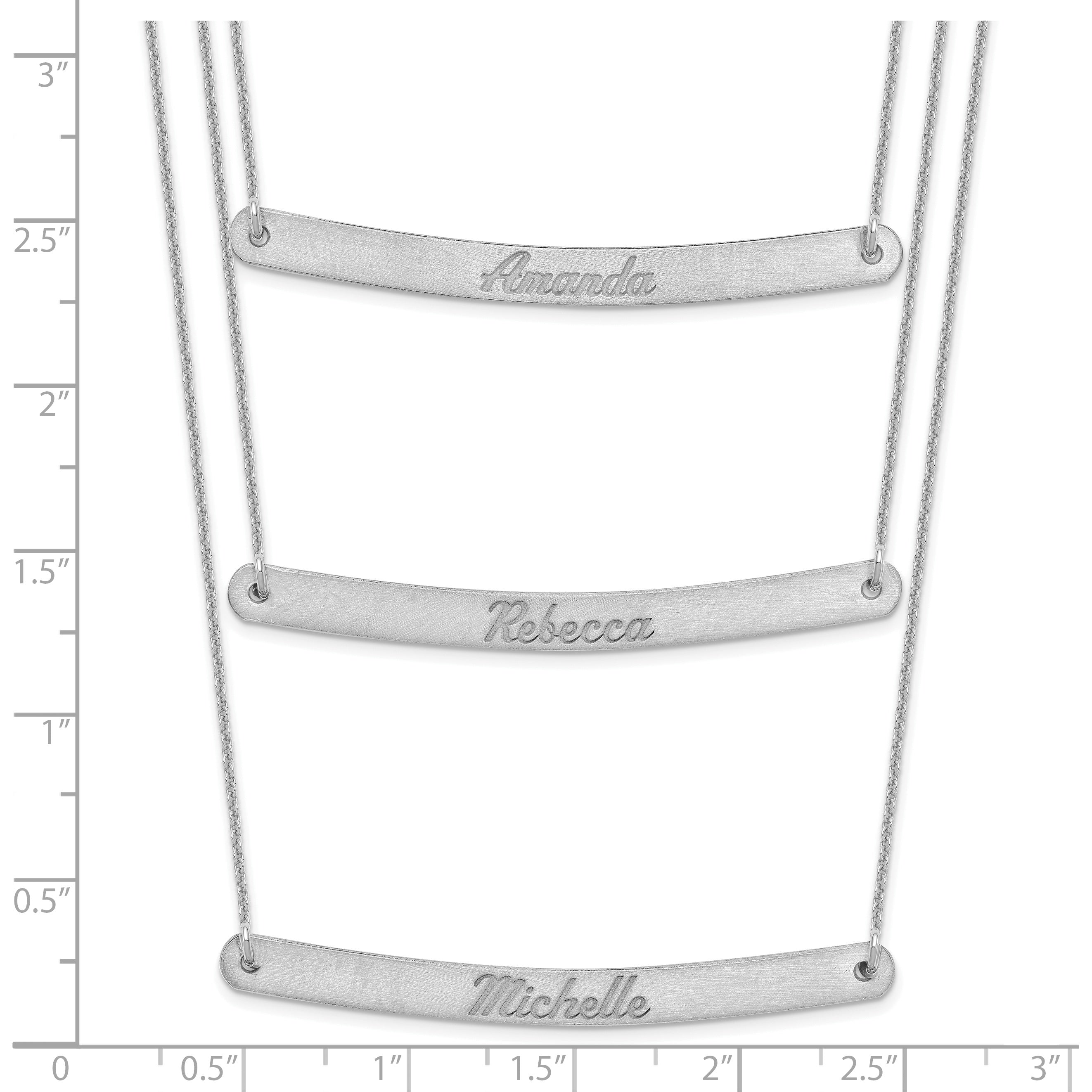 14K White Gold Brushed 3 Chain Bar Necklace