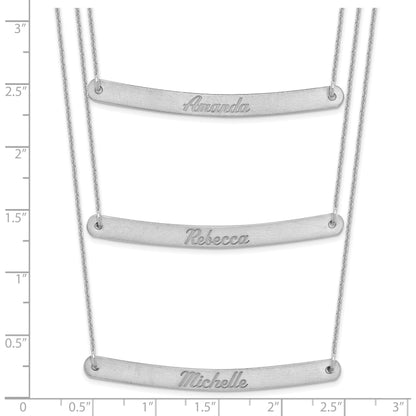 14K White Gold Brushed 3 Chain Bar Necklace