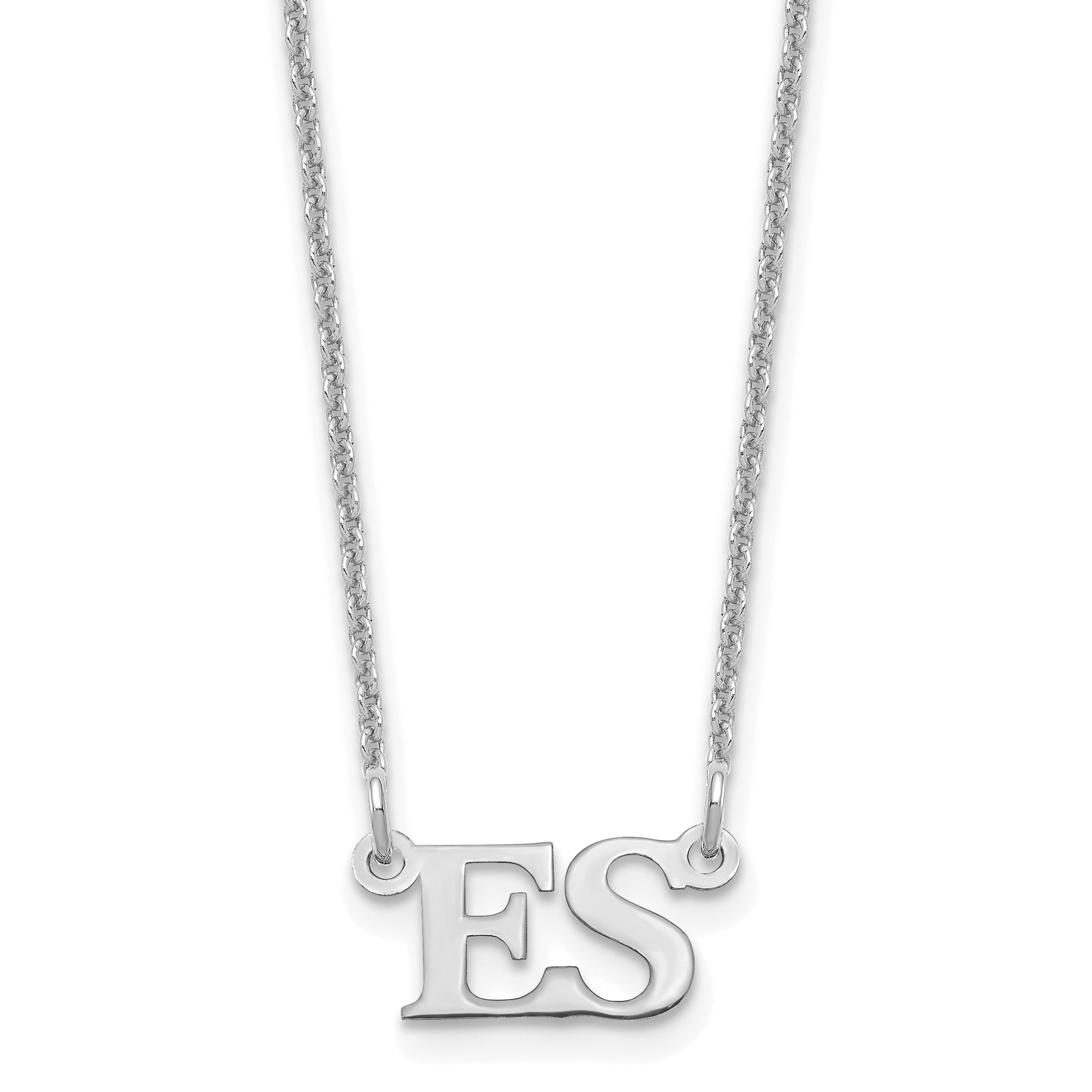 14K White Gold Small Initials Necklace