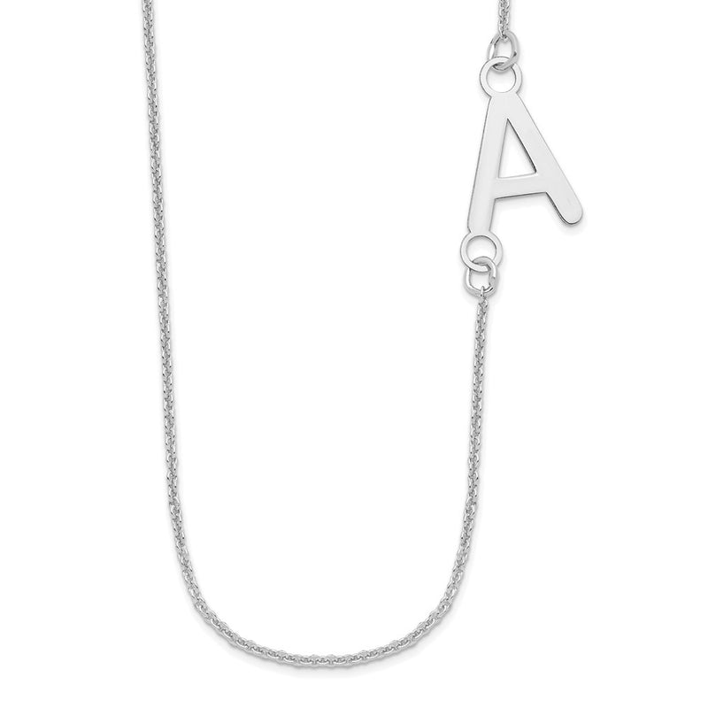 14K White Gold Small Offset Initial Necklace