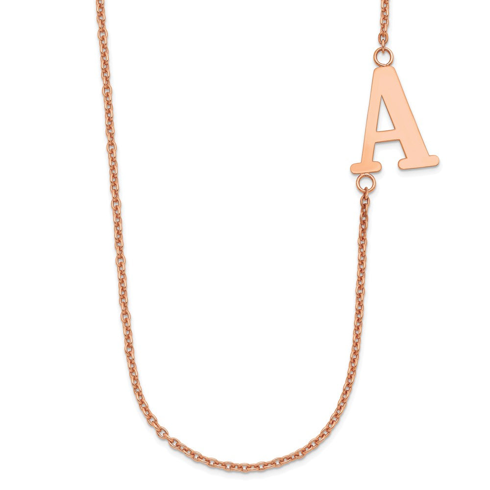 Gold Plated Sterling Silver/Rose Large Offset Initial Necklace