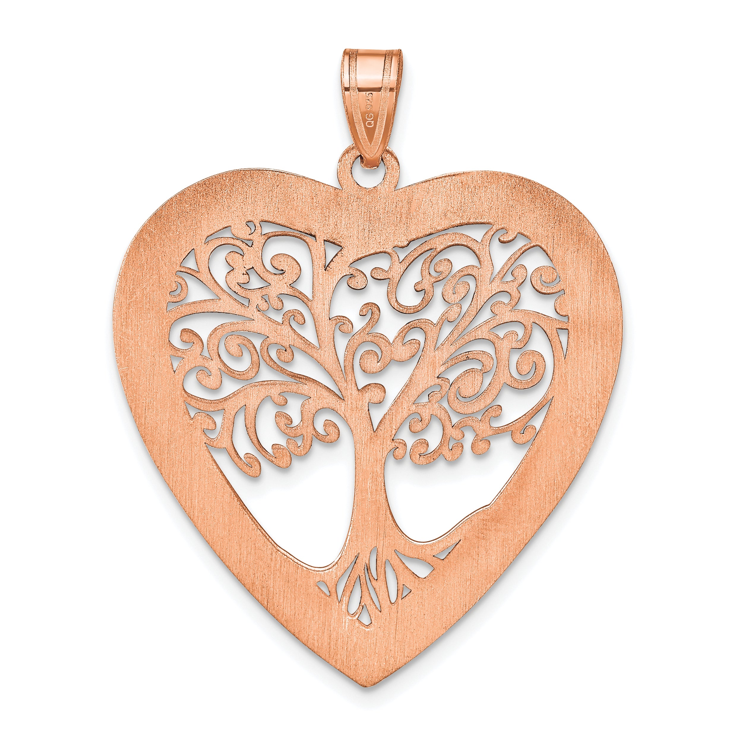 14K Rose Gold Heart Family Tree Pendant