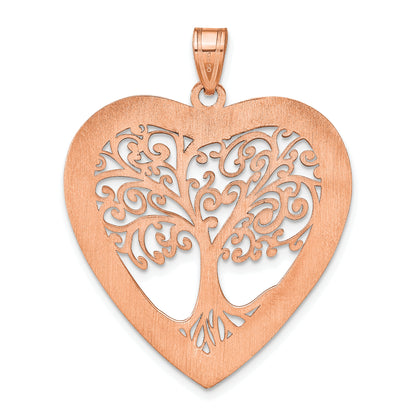 14K Rose Gold Heart Family Tree Pendant