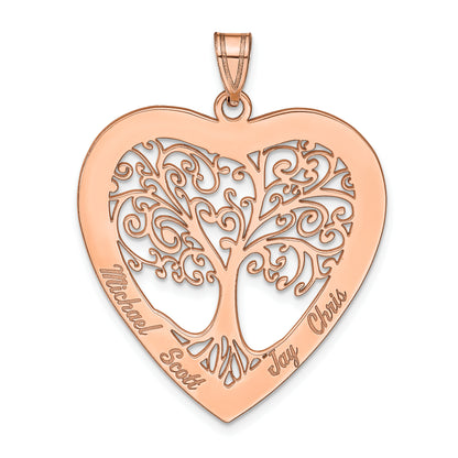 14K Rose Gold Heart Family Tree Pendant
