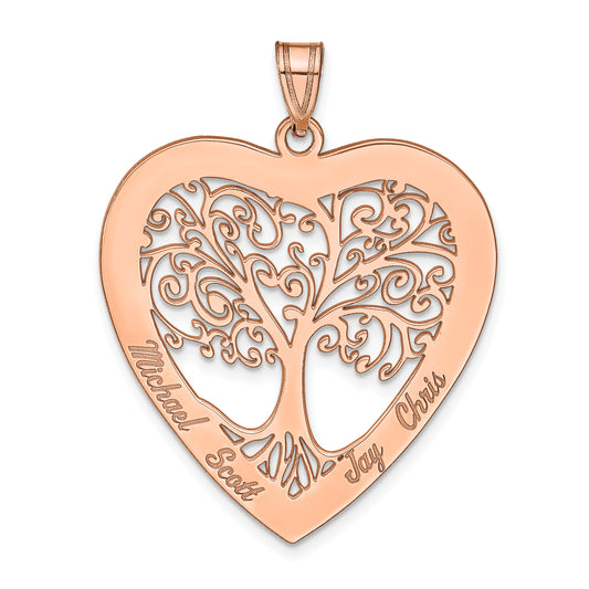 14K Rose Gold Heart Family Tree Pendant