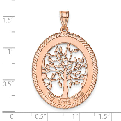 14K Rose Gold Oval Family Tree Pendant