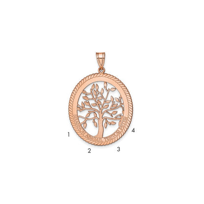 Rose Plated Sterling Silver/Rose Oval Family Tree Pendant