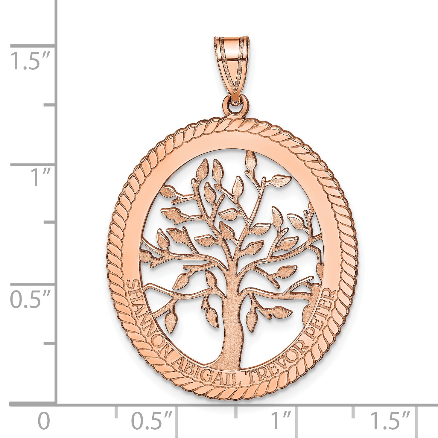 14K Rose Gold Oval Family Tree Pendant