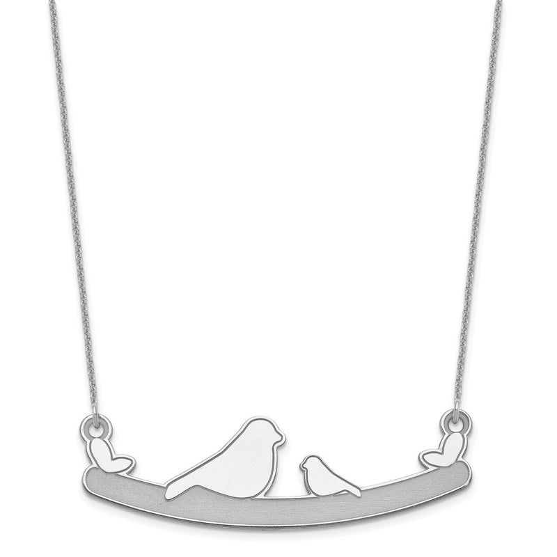14K White Gold Mom And Baby Bird Necklace