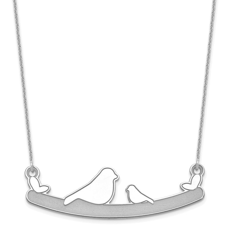 14K White Gold Mom And Baby Bird Necklace