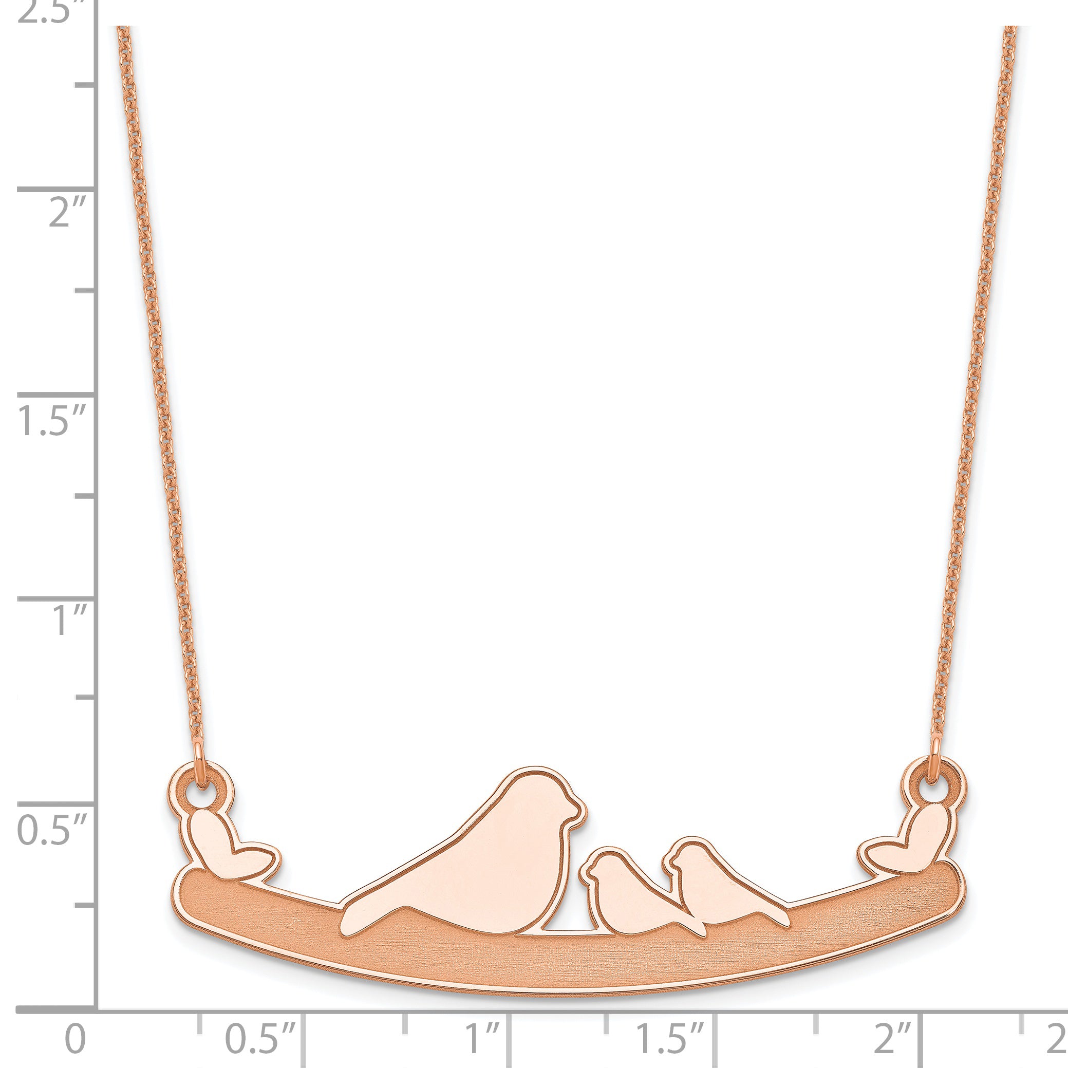 14K Rose Gold Mom And 2 Baby Birds Necklace