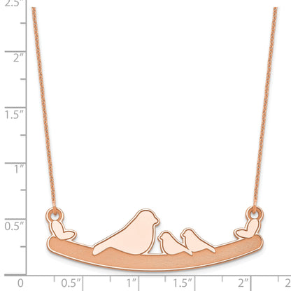 14K Rose Gold Mom And 2 Baby Birds Necklace