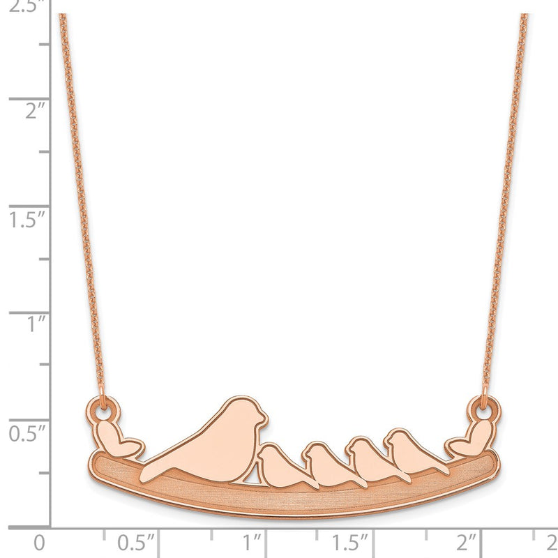 14K Rose Gold Mom And 4 Baby Birds Necklace