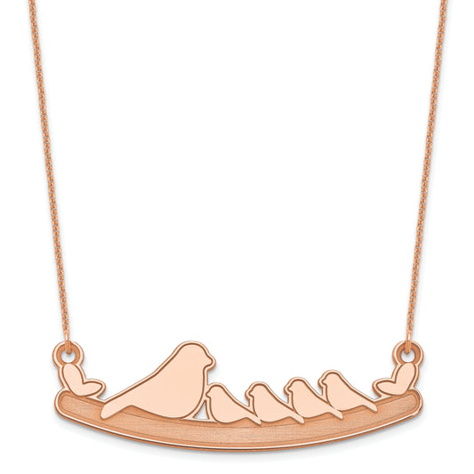 14K Rose Gold Mom And 4 Baby Birds Necklace