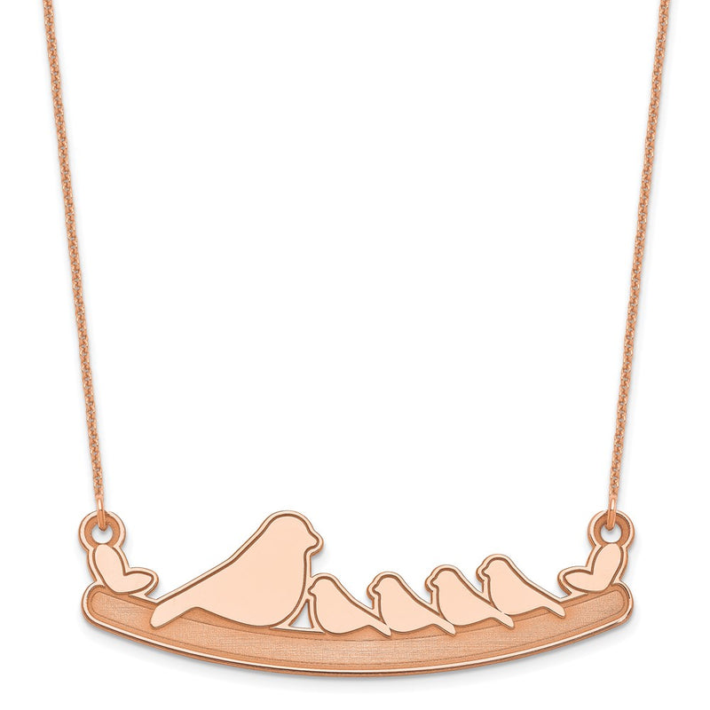 14K Rose Gold Mom And 4 Baby Birds Necklace