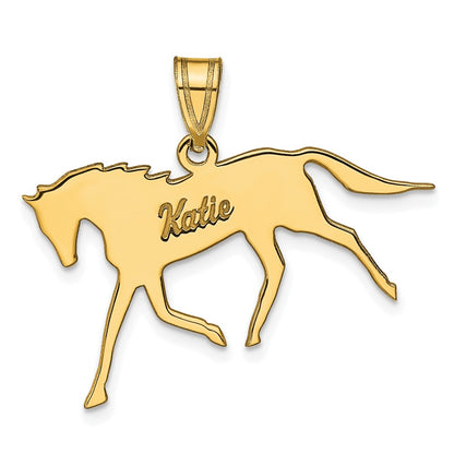 Gold Plated Sterling Silver/Gold Horse With Name Pendant