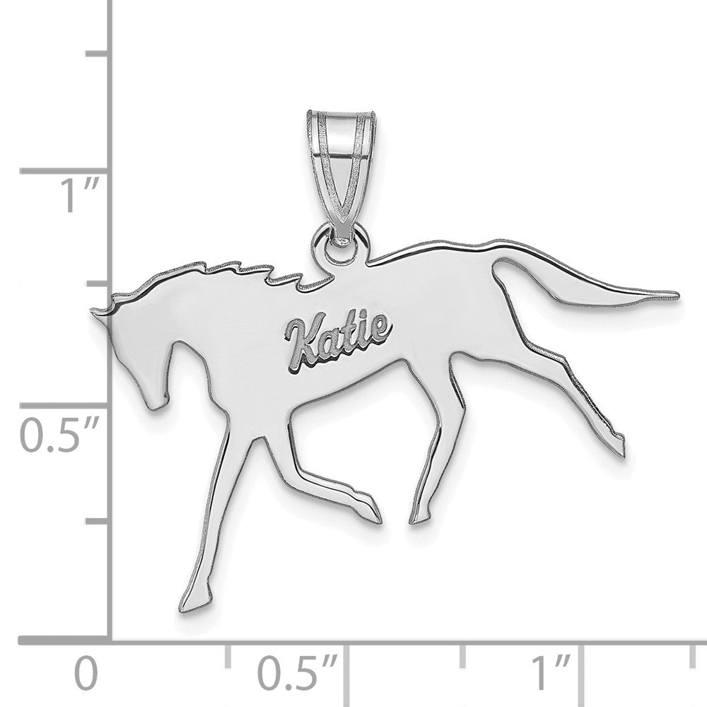 Sterling Silver Silver/Rhodium Plated Horse With Name Pendant