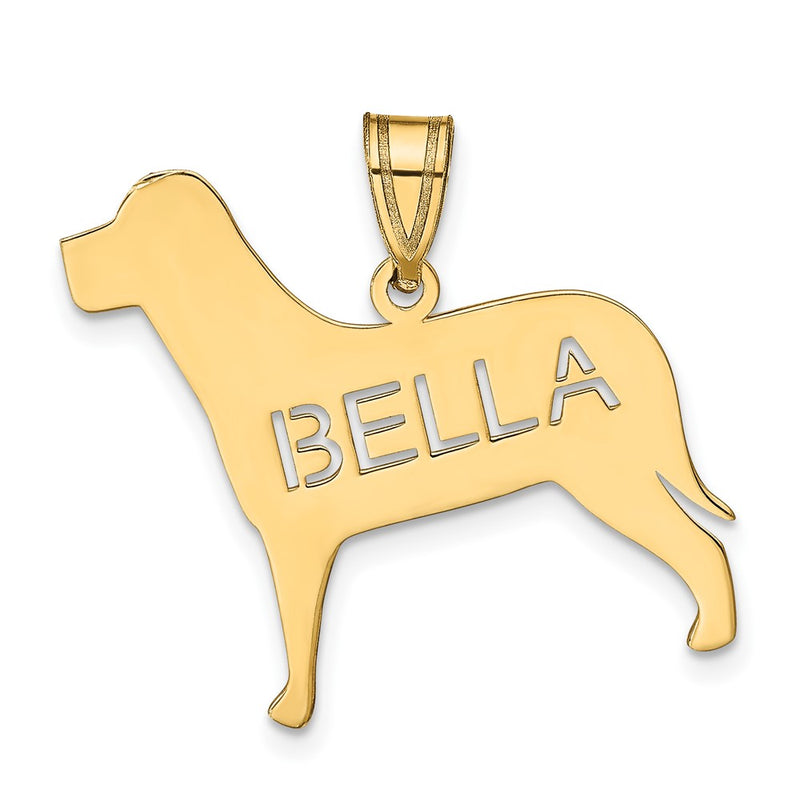 Gold Plated Sterling Silver/Gold Dog With Cut Out Name Pendant