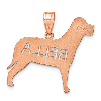 14K Rose Gold Dog With Cut Out Name Pendant