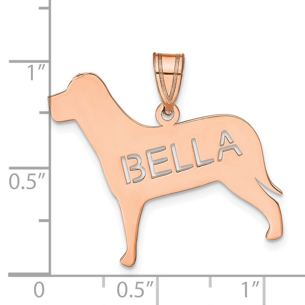 Rose Plated Sterling Silver/Rose Dog With Cut Out Name Pendant