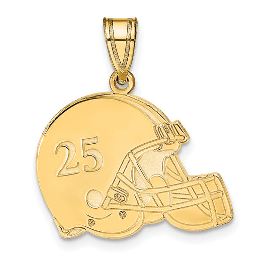 14K Yellow Gold Personalized Football Helmet Pendant