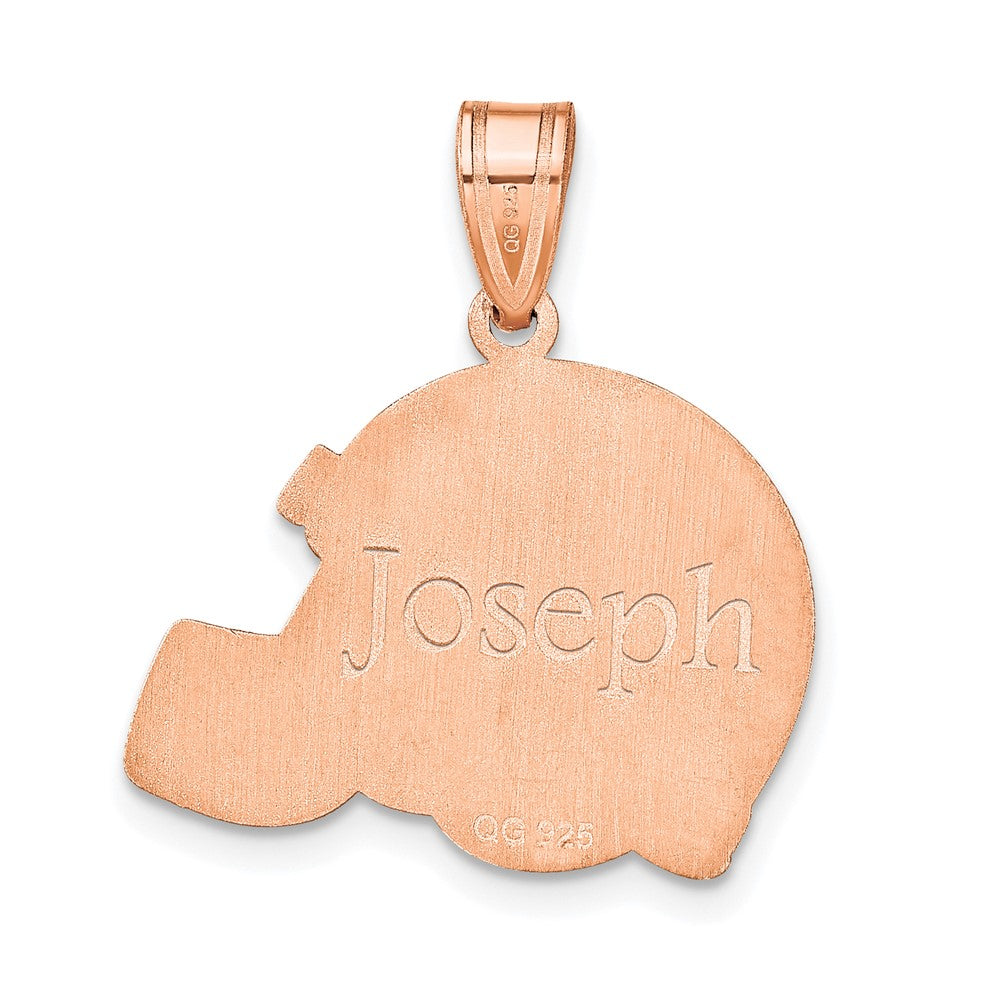 Rose Plated Sterling Silver/Rose Personalized Football Helmet Pendant