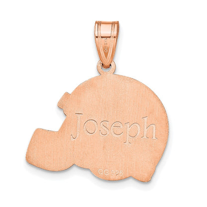 Rose Plated Sterling Silver/Rose Personalized Football Helmet Pendant